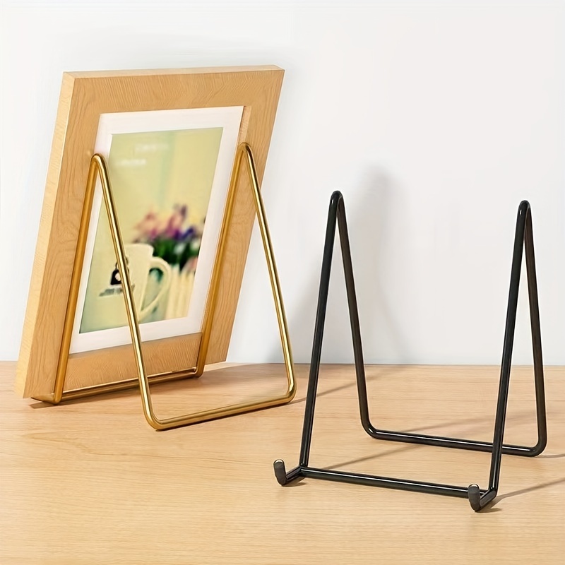 TEMU 1pc Metal Display Stand For Art And Decor - Multi-functional No-drill Holder For Photos, Frames, Plates - Perfect For Halloween, For Home Room Living Room Office Decor