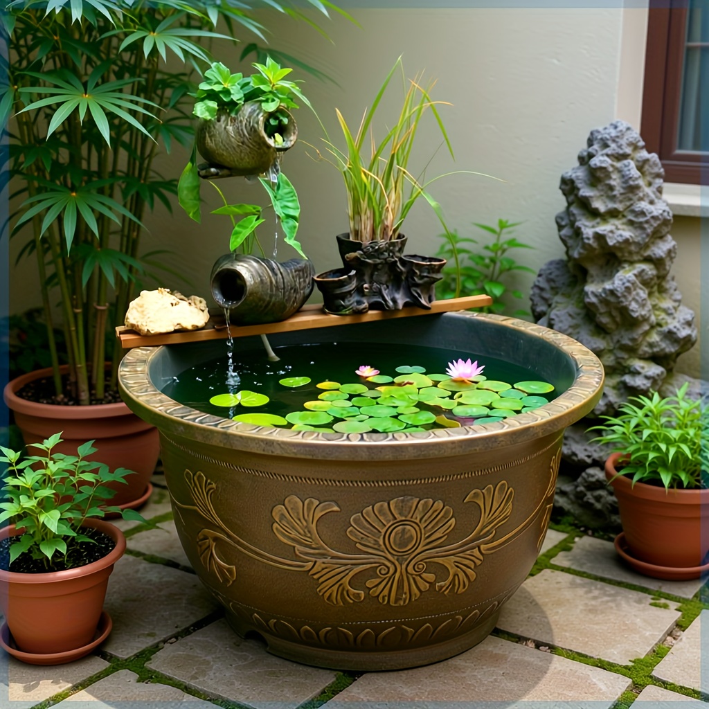 18l outdoor garden courtyard large round flower pot heavy - Temu Saudi  Arabia