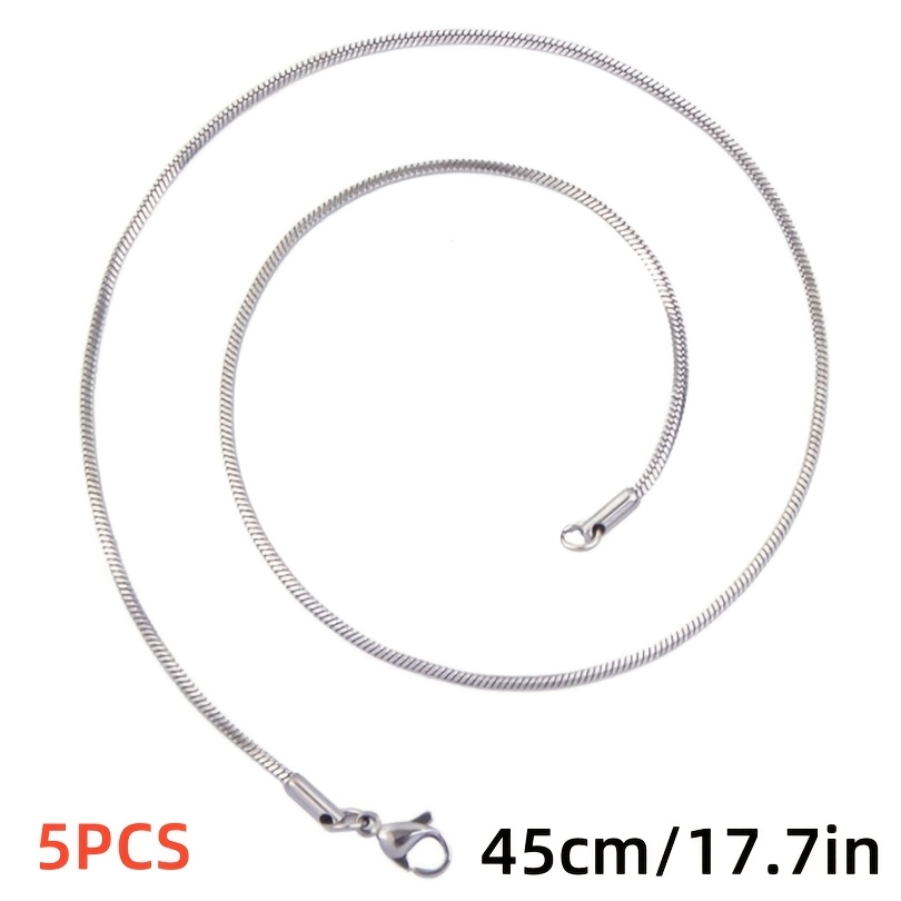 5pcs Multi-Length Lobster Clasp Square Snake Chain Necklace Set