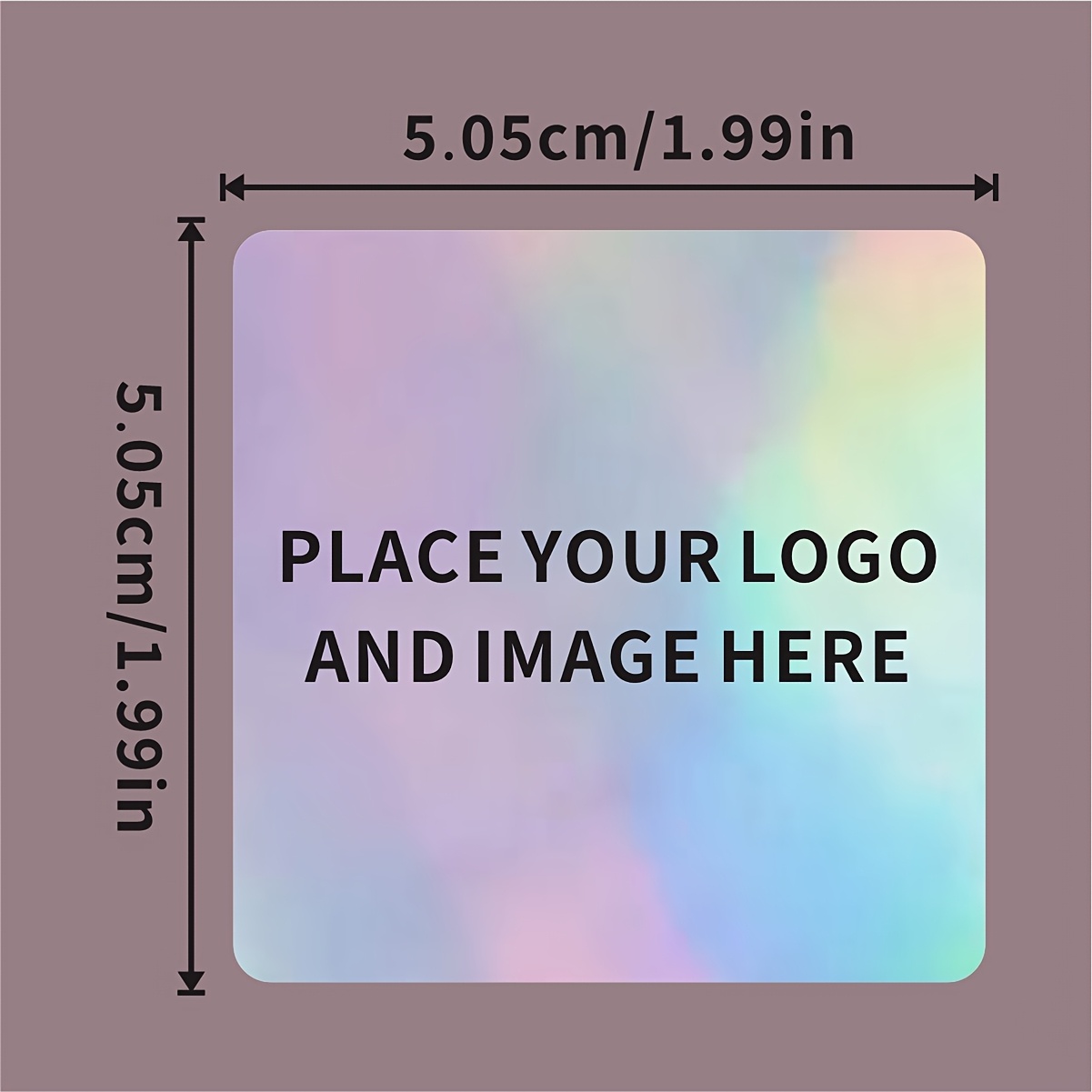 Rounded Square Holographic Laser Stickers, Durable and Self-Adhesive