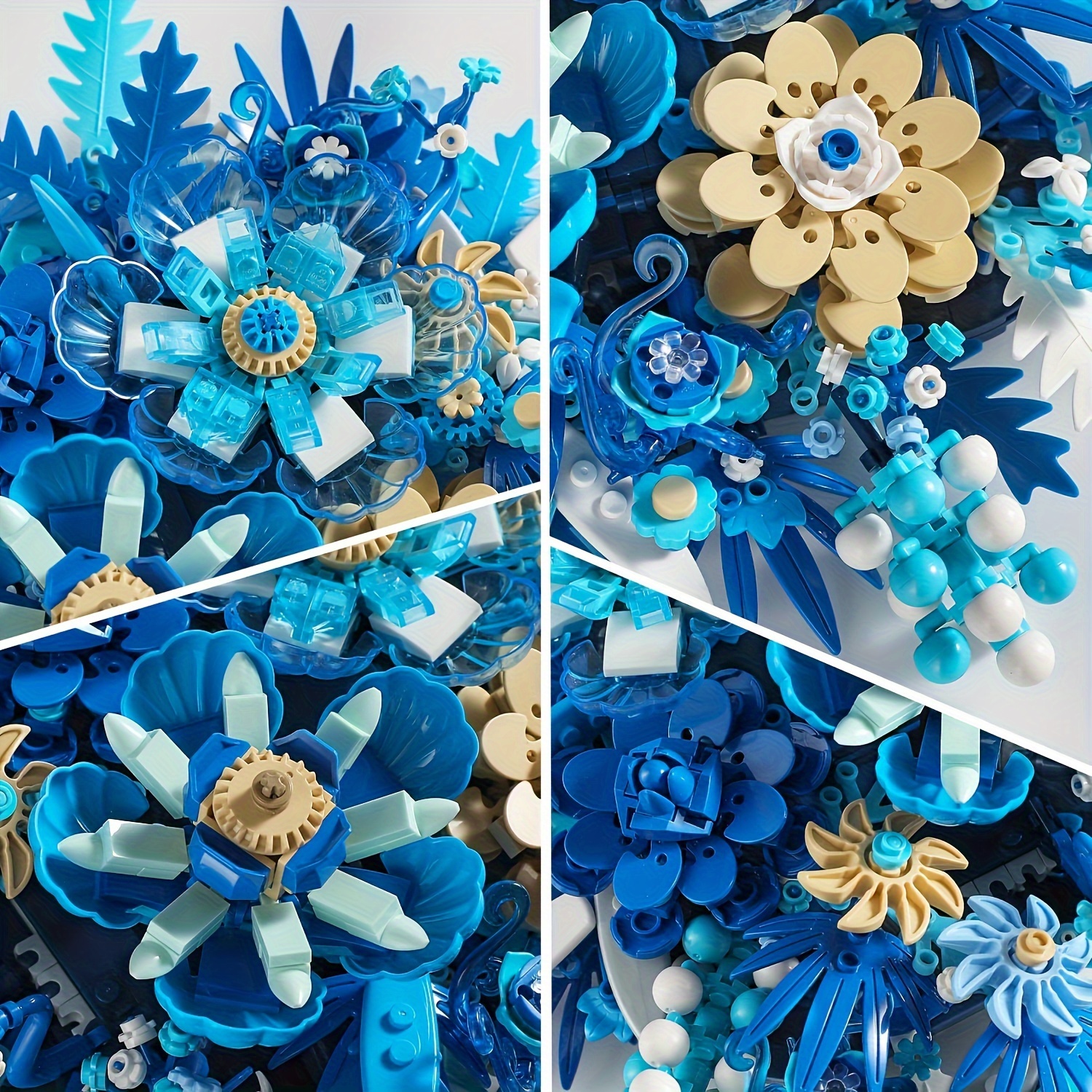 blue flowers building sets for adult centerpieces 917pcs botanical collection crafts for table or wall decoration unique home d cor gift with beautiful gift box 1