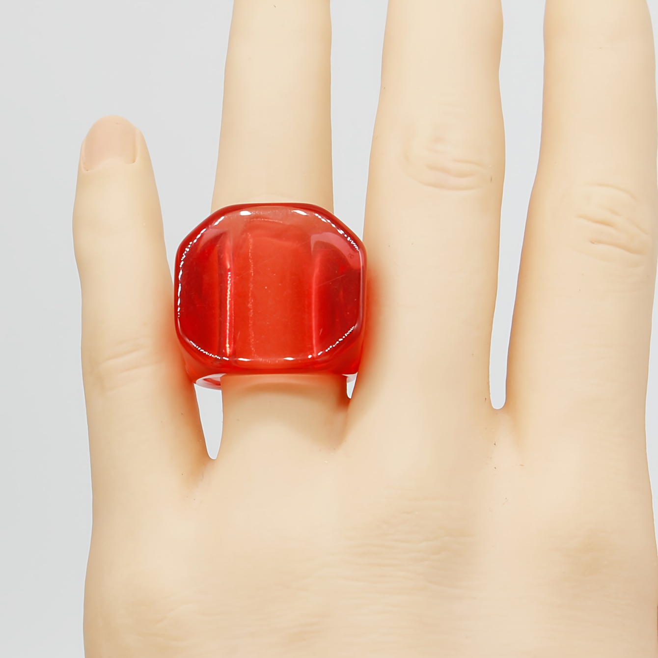 Stylish Minimalist Artistic Jelly Transparent Resin Round Ring