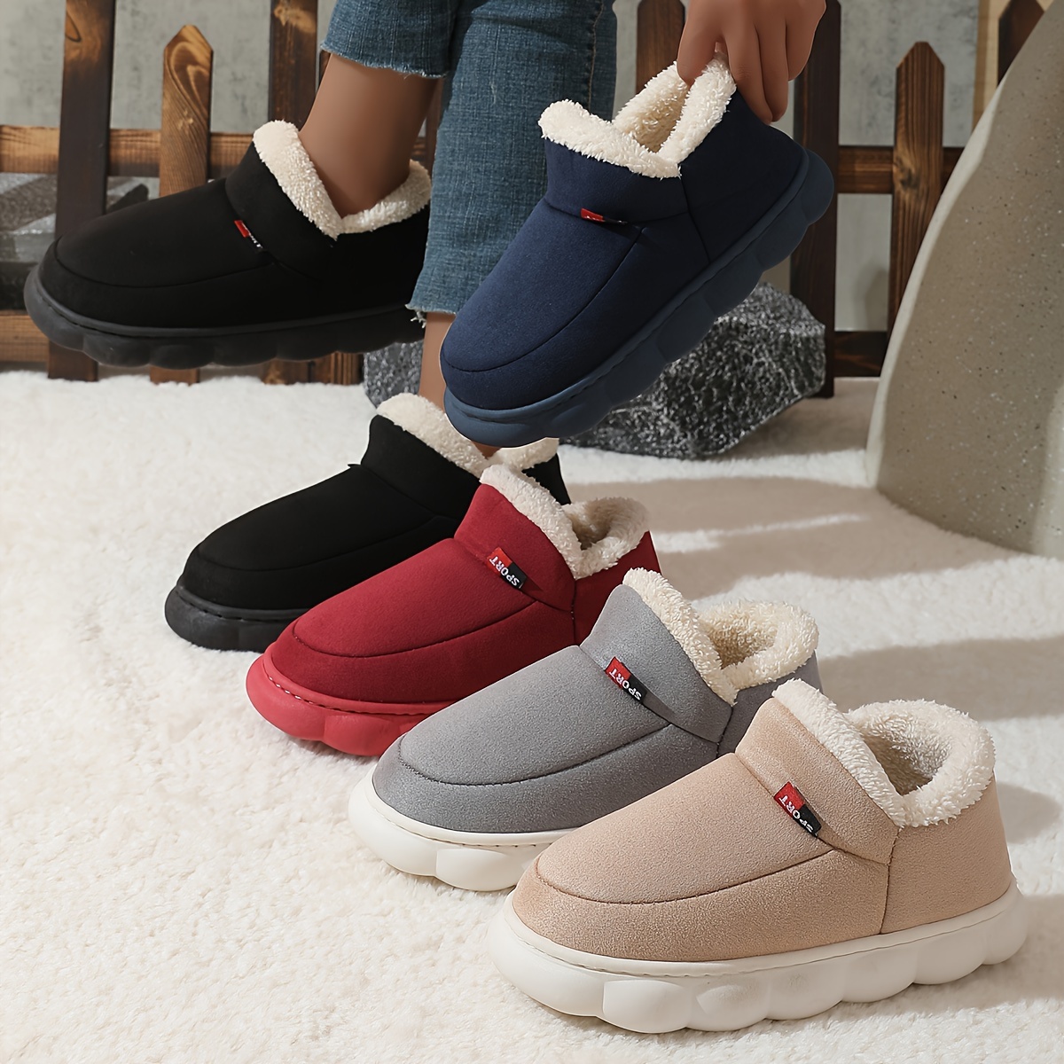 high quality winter viscose shoes for middle aged and elderly people featuring thick soles non slip design and warm lining suitable for indoor use     plush couple slippers for postpartum care Product details 4