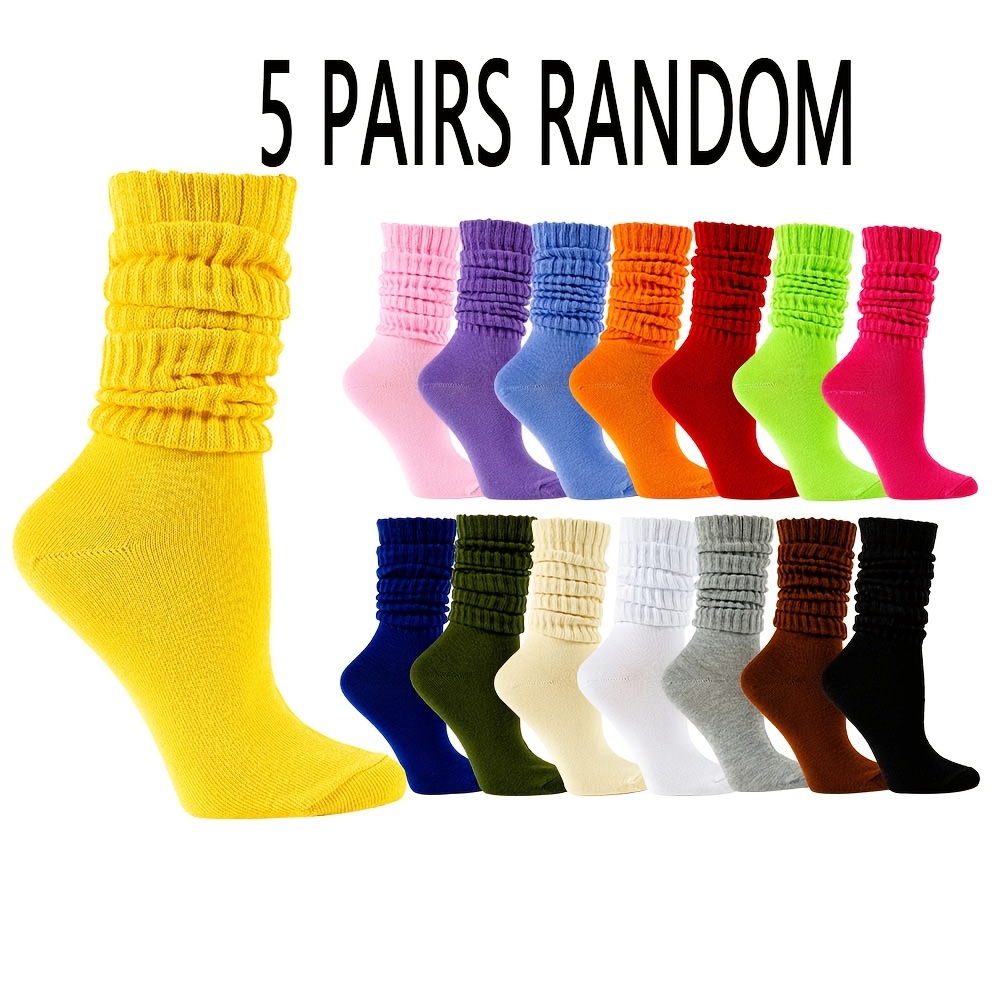 TEMU 5 Pairs Random Color Bubble Socks Men Women Autumn Winter Warm Trendy Western Long Socks