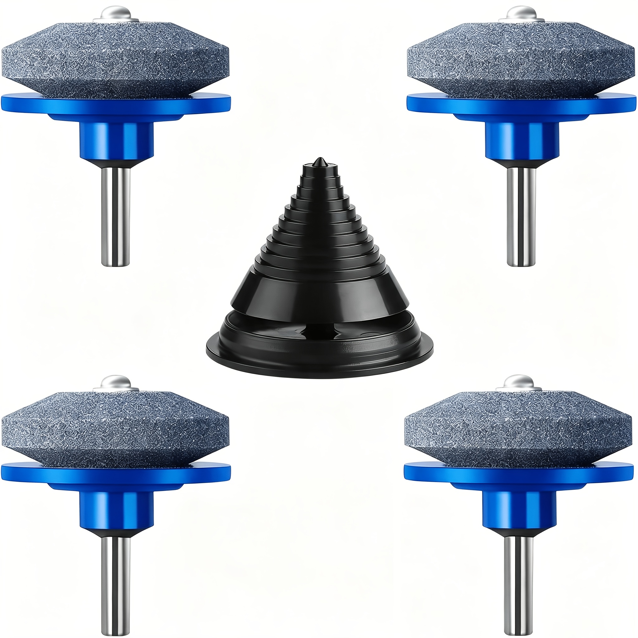 TEMU 4pcs Lawn Mower Blade Sharpener With Lawn Mower Blade Balancer, Balances After Sharpening, Improves Of Mowers, Mower Blade Balancer For Garden