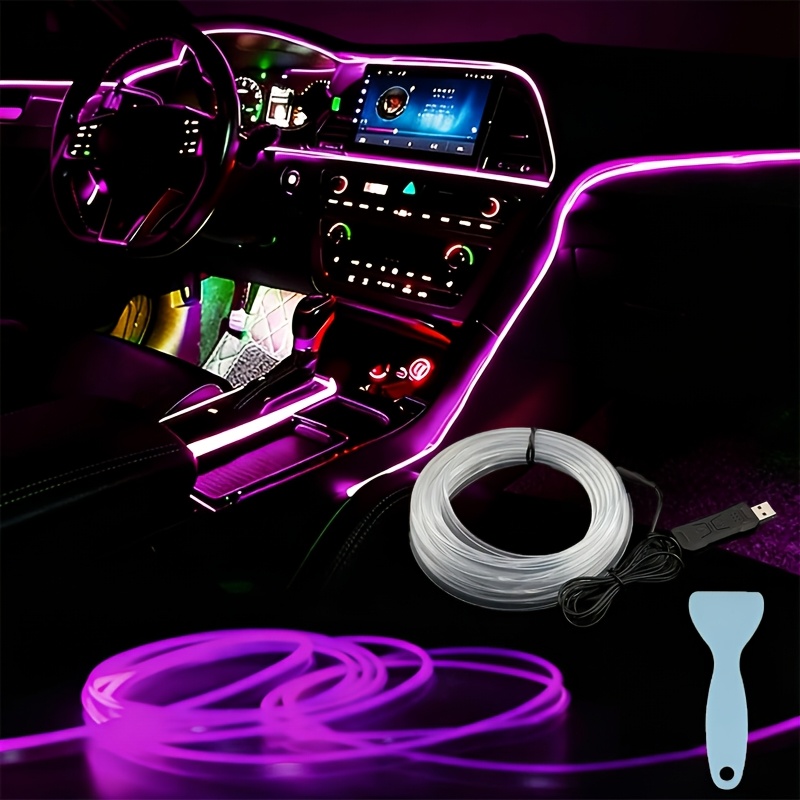 TEMU 3 m 7-Farben-LED-Licht mit APP-Steuerung musiksynchronisierter -Beleuchtung für Autotüren, Konsole Armaturenbrett; 2-V-Verdrahtungsinstallation