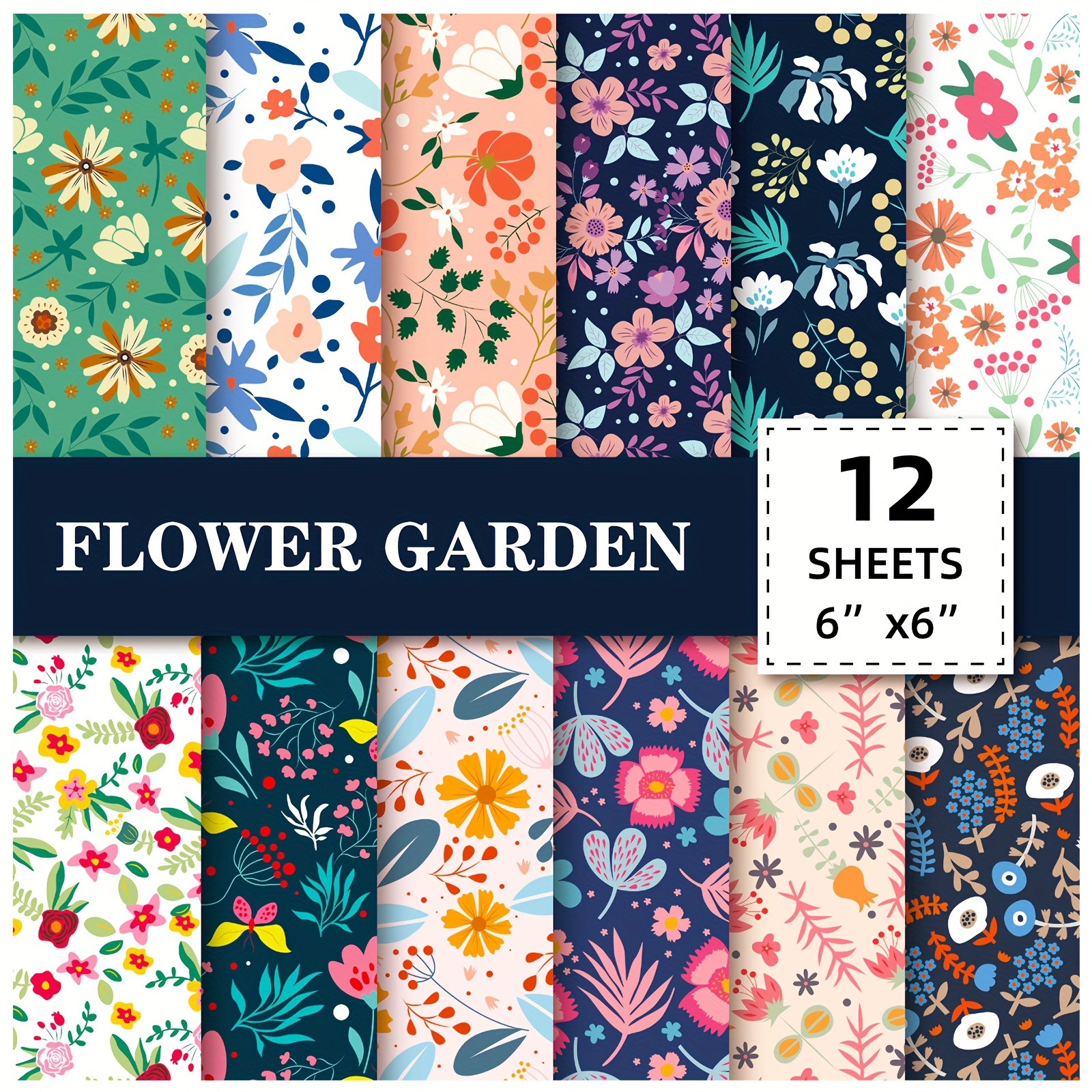 E-shop 12 Blatt/Packung Frisches Pastorales Thema Kleine Blumenmuster Papier 6In×6In Papieralbum Hintergrundpapier Unterlegscheibe Papier Handgemachtes