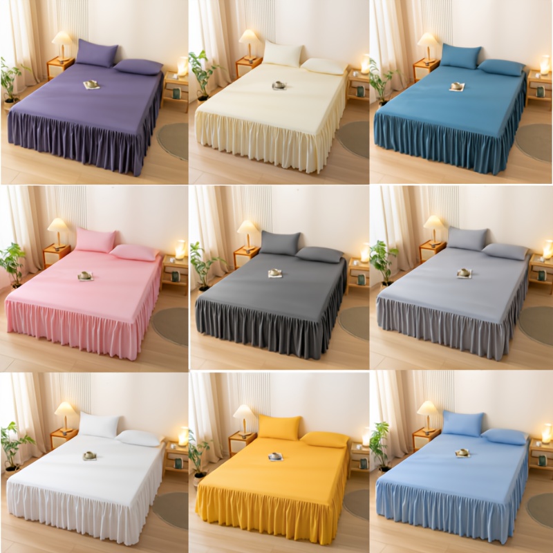 

1pc Contemporary Bed Skirt Ruffle, 100% , -slip, , -, Washable, Sanded , No , , 180-200gsm, - Mattress