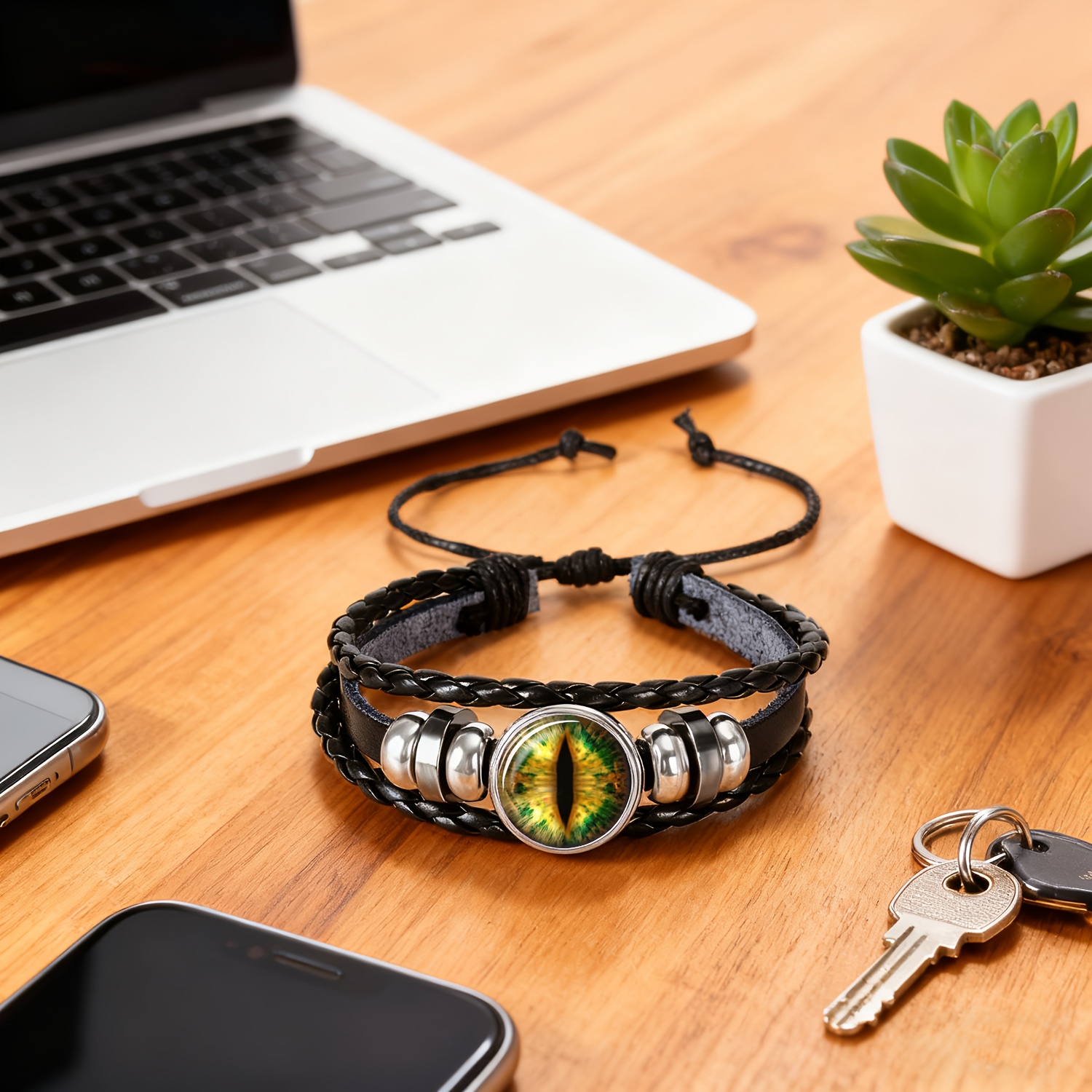 Men's Classic Colored Glass Pattern Bracelet