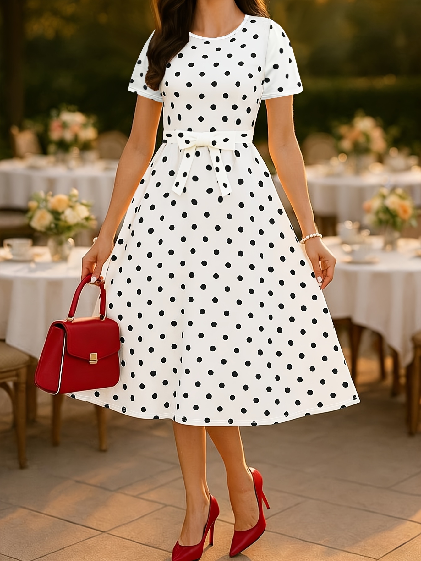 short sleeve black and white dress Black 1950s Houndstooth Short Sleeve Belted Dress