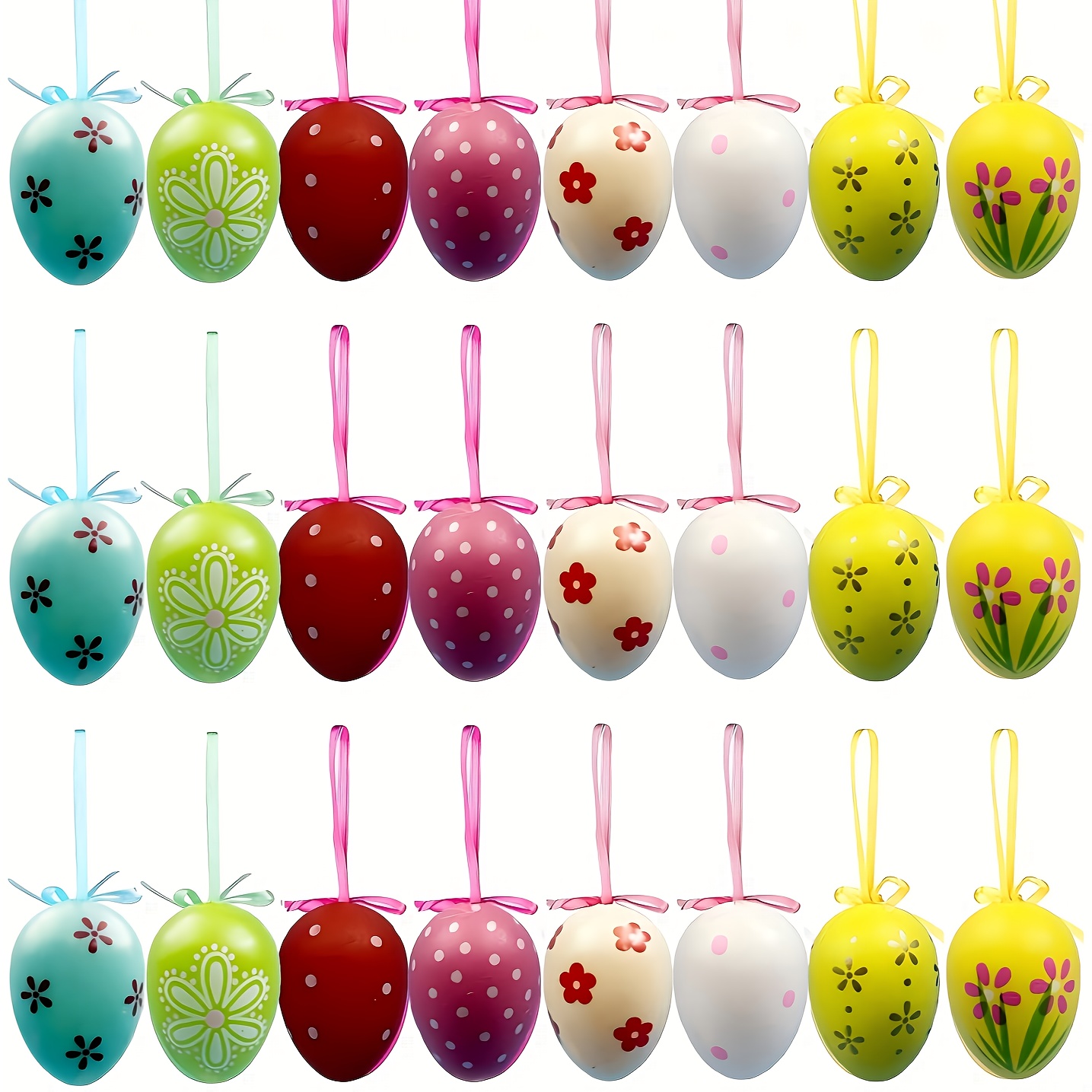 24pcs, 4cm/1.57 Inches, Mixed-color Easter Eggs Plastic Easter Decorations For Easter Painting, Spring Parties, Home Decoration, Event And Party Supplies, Patterned Delivery