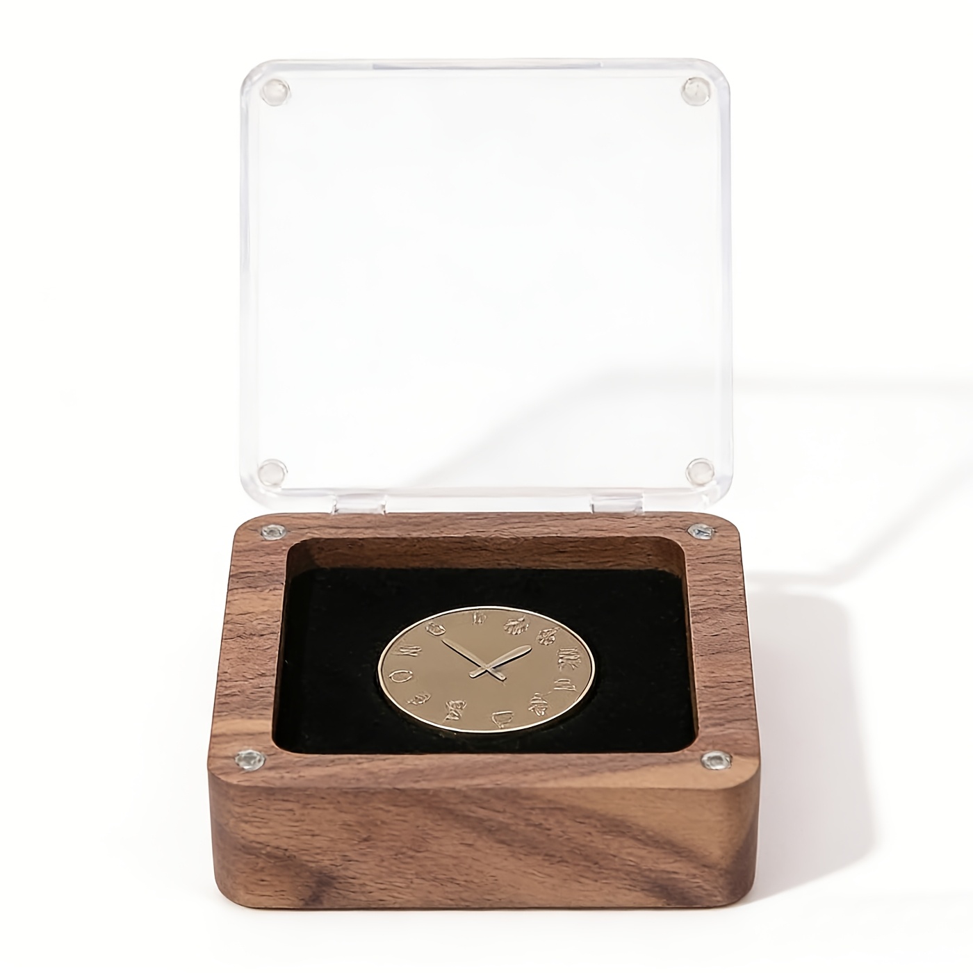 Image of Wood Magnetic Commemorative Coin Box With Acrylic Transparent Window For Displaying Silvery Dollars, Ancient , And Badges - Collectible Gift Box