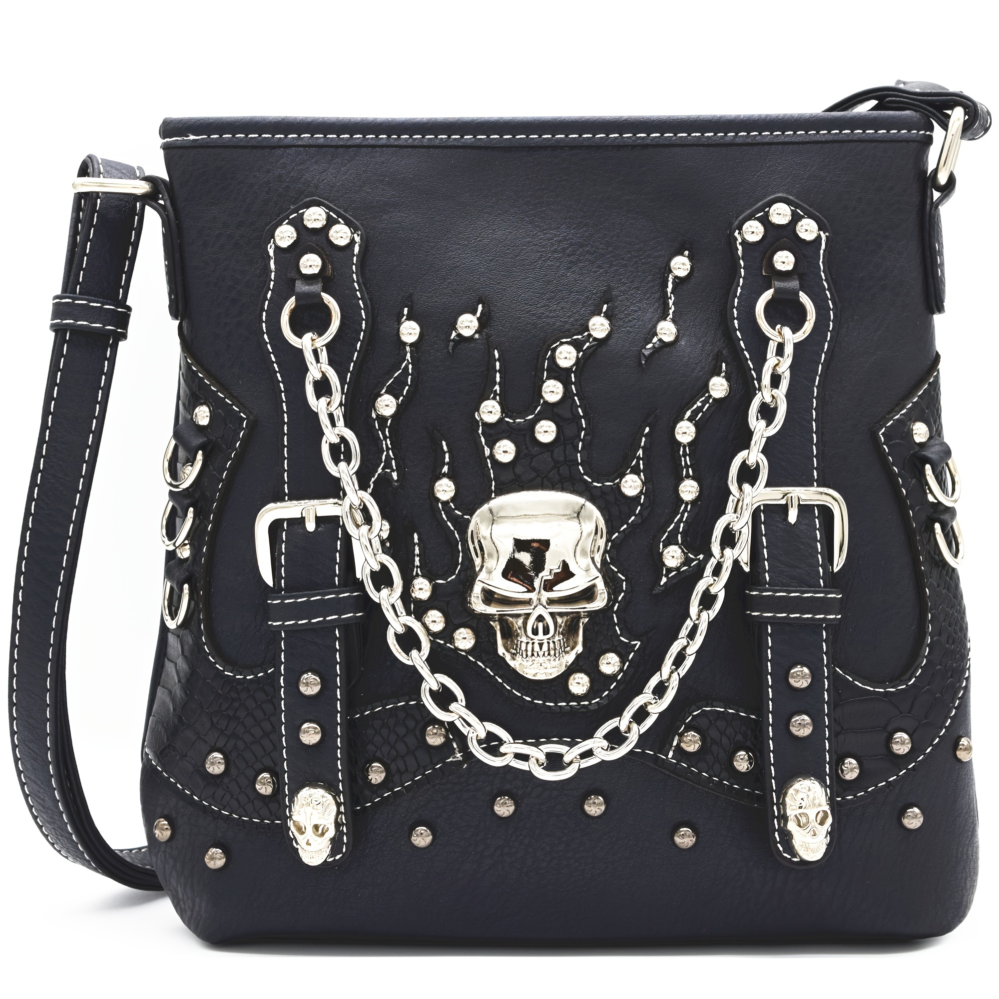 

Sugar Skull Day Of The Dead Metal Wallet Skull Wallet Women's Crossbody Bag Shoulder Bag