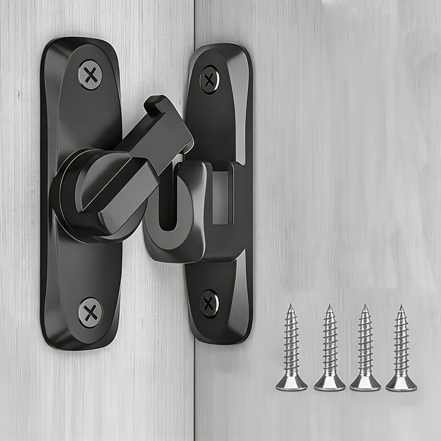 TEMU 6pcs (6pcs) Heavy-duty Security Door Lock Handle With Sliding Latch - Adjustable 90°/180° Anti-pry Manual Lock, Carbon Reinforced Suitable For