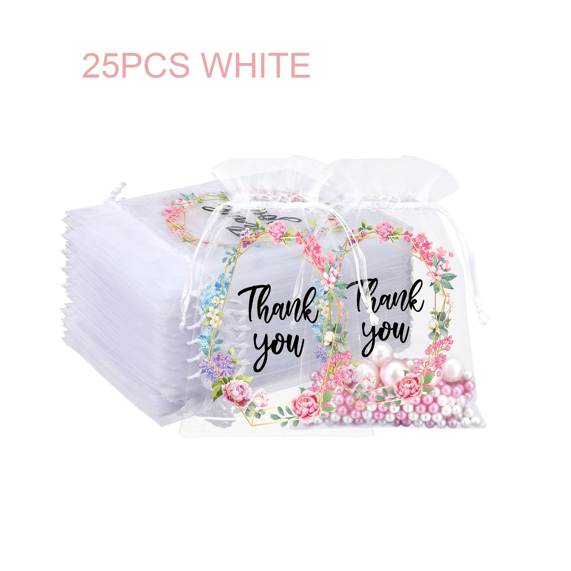 TEMU 25-pack Mesh Organza Drawstring Gift Bags, Jewelry Bags, Beaded Packaging Bags, Wedding Holiday Birthday Gift Bags