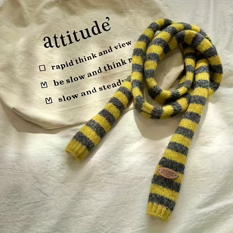 TEMU Écharpe longue à rayures et color-block à mode Y2K pour homme et femme, cache-col polyvalent de style japonais, tendance