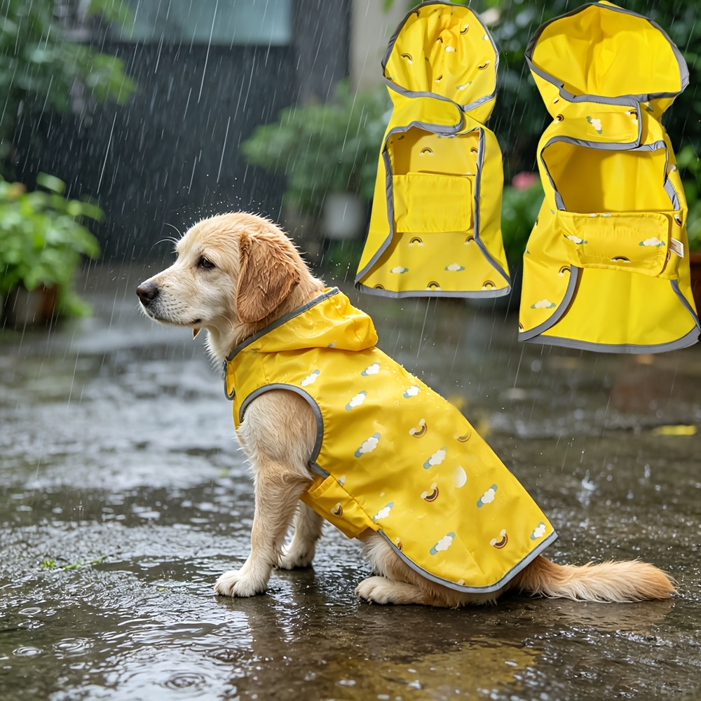 xddog dog jacket hooded raincoat with reflective safety stripes adjustable hook and loop closure leash hole durable coat suitable for small medium large dogs suitable for     and wet weather Product details 1