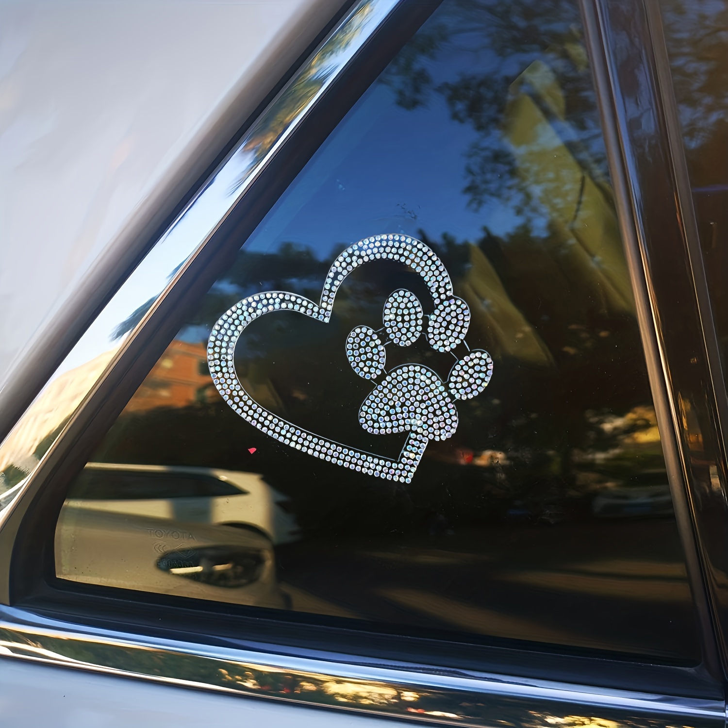 

Sparkle Up Your Car, Laptop, Or Luggage With These Adorable Heart & Dog Paw Bling Stickers!