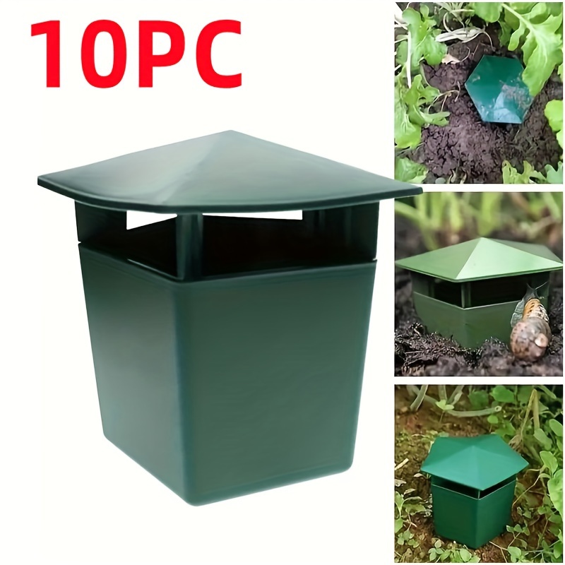 

10pcs, Pièges à pour Jardin et Potager, Lutte Antiparasitaire en Plastique, Boîte à Appâts pour Vers Verts, 4.33*3.94 Pouces, Protège les Plantes Succulentes et Extérieur