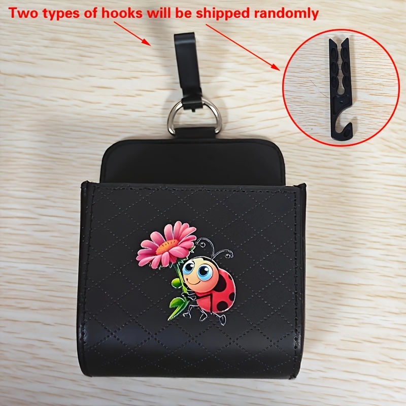 TEMU Organisateur et sac de rangement pour aération de voiture Coccinelle avec crochets, pour lunettes, clés et téléphones, accessoire intérieur