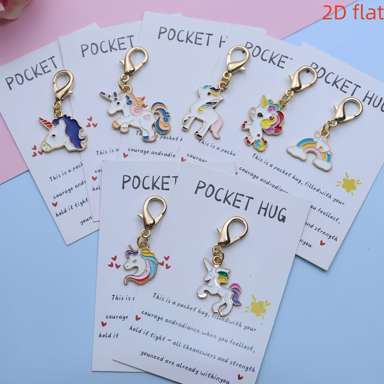 E-shop 7er-Set niedliche einhornförmige Schlüsselanhänger mit Karabinerhaken — Magischer pferdeförmiger Anhänger, geeignet für , Rucksäcke,
