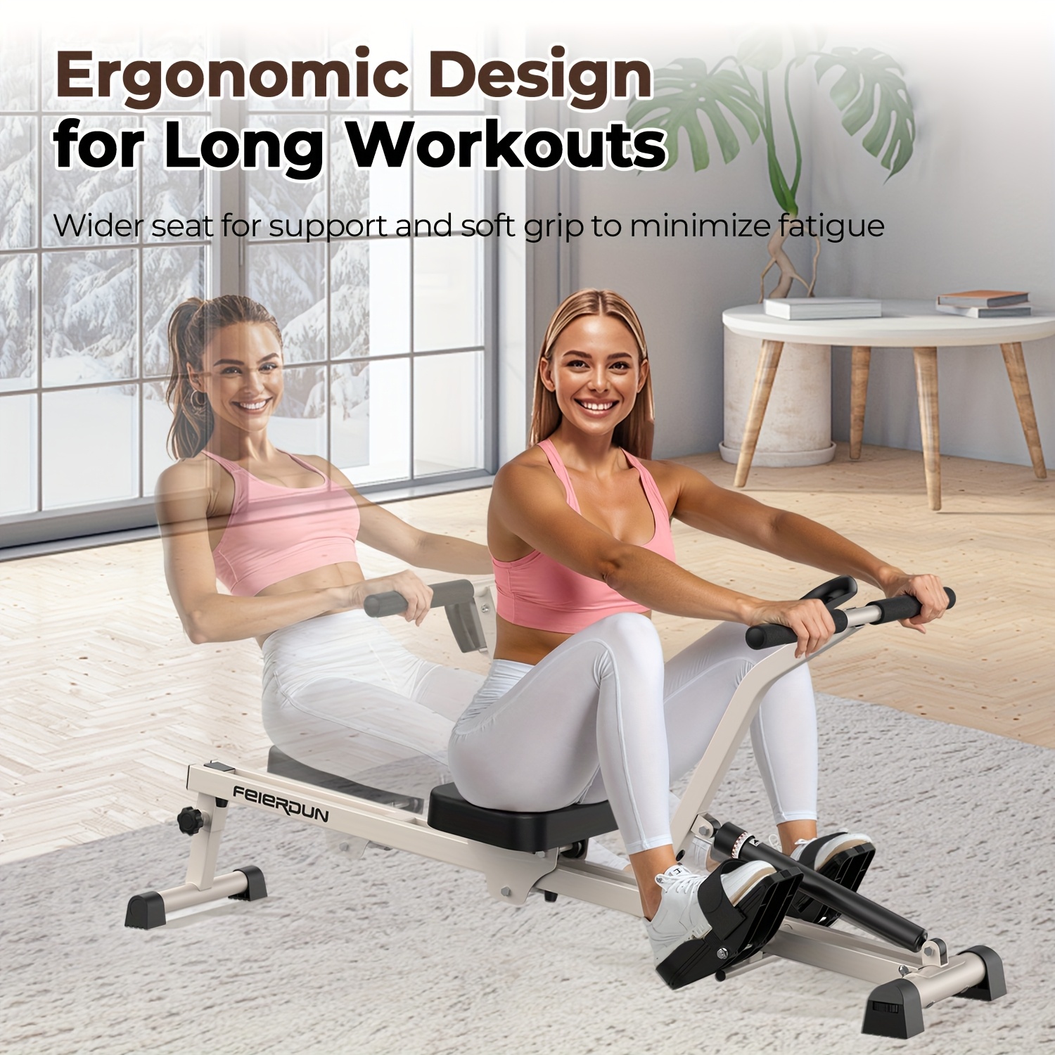 [Magnetic Rowing Machine] SRIFY Heavy-Duty Full-Body Magnetic Rowing Machine - Silent Glide Technology, Comfortable Padding, Foldable Frame - 350LBS Weight Capacity For Home Gym Workouts, Compact Design, Full-Body Training, No Battery