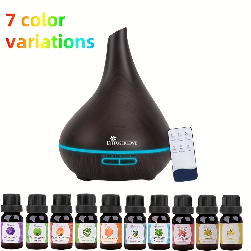 

500ml Essential Oil Diffuser Ultrasonic Aromatherapy Oil Humidifier With Adjustable Mist Mode, Leds, 4 Timers, No Water Auto Shut-off For Office, Home And Bedroom