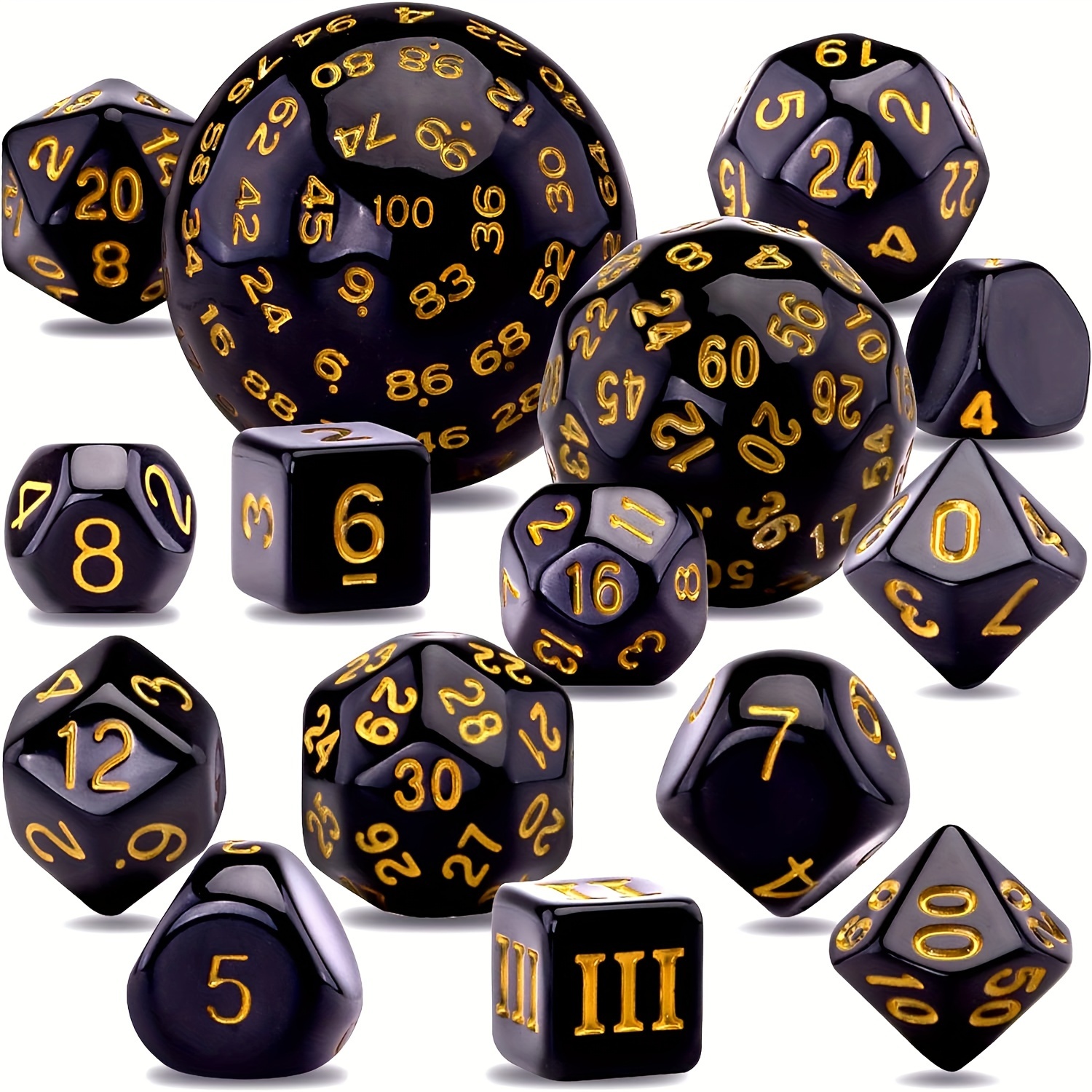 

Esanda Premium Dnd Polyhedral Dice Set - 15 Piece, Easy-to-read Numbers, Durable Acrylic, Includes Drawstring Bag - Perfect For & Roleplaying Games,