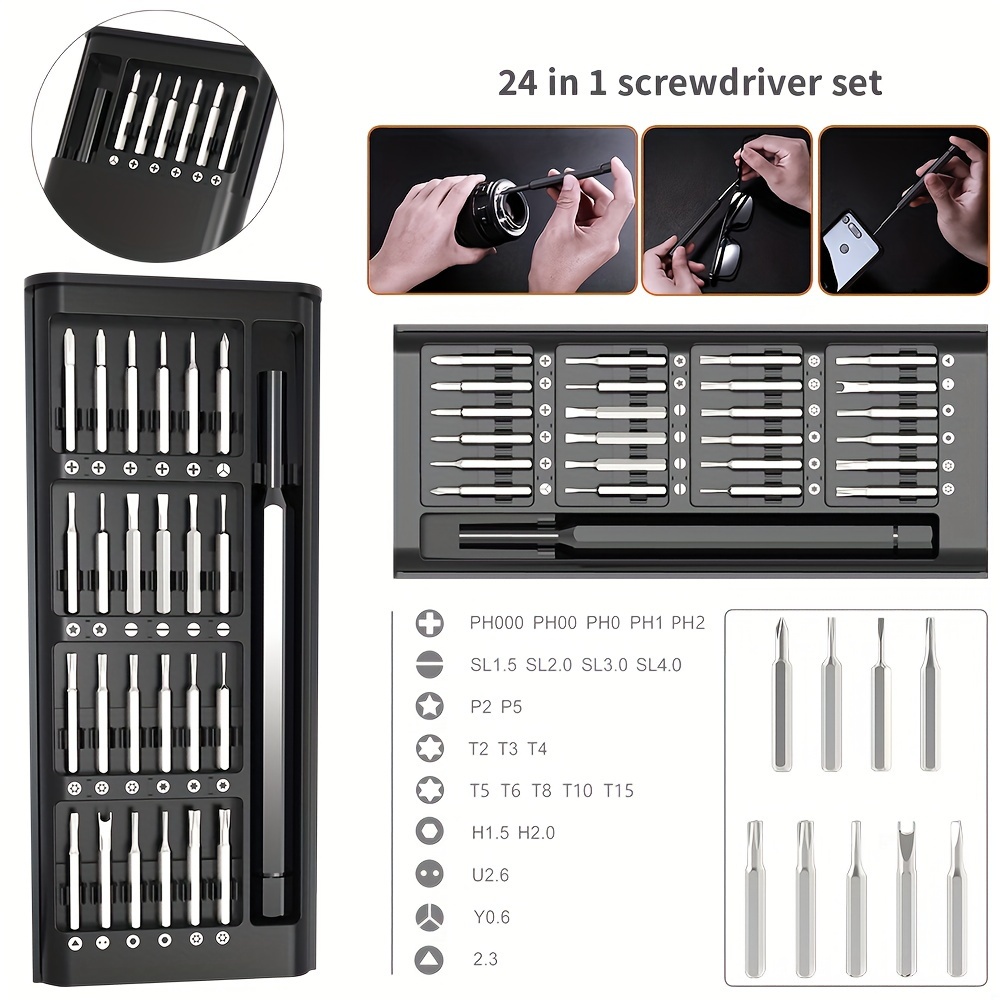 

24 In 1 Precision Screwdriver Set, Mini Pocket Screwdriver Head With 24 Piece, Small Repair Set For Mobile Phone/pc/came