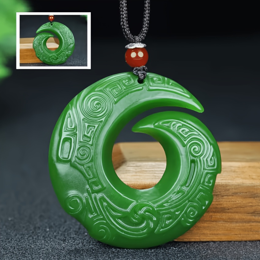 TEMU 1pc Stone Pendant Necklace For Men And Women - Hand-carved Spiral Totem Jewelry With Adjustable Cord, Unique Spiritual Gift