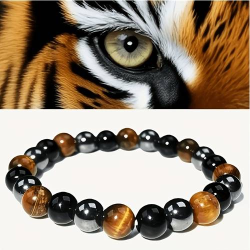 1pc bracelet made from three types of stones tiger eye obsidian and black gallstone manufacturer