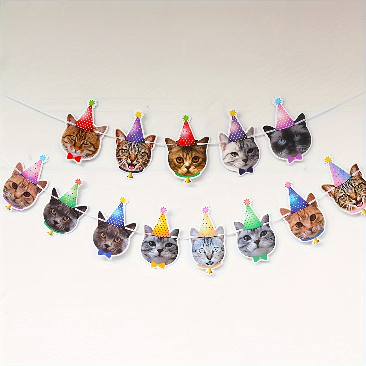 

1pc - Pet Birthday Party Decoration Banner Small Cat Paper Birthday Flag Animal Cat Face Banner