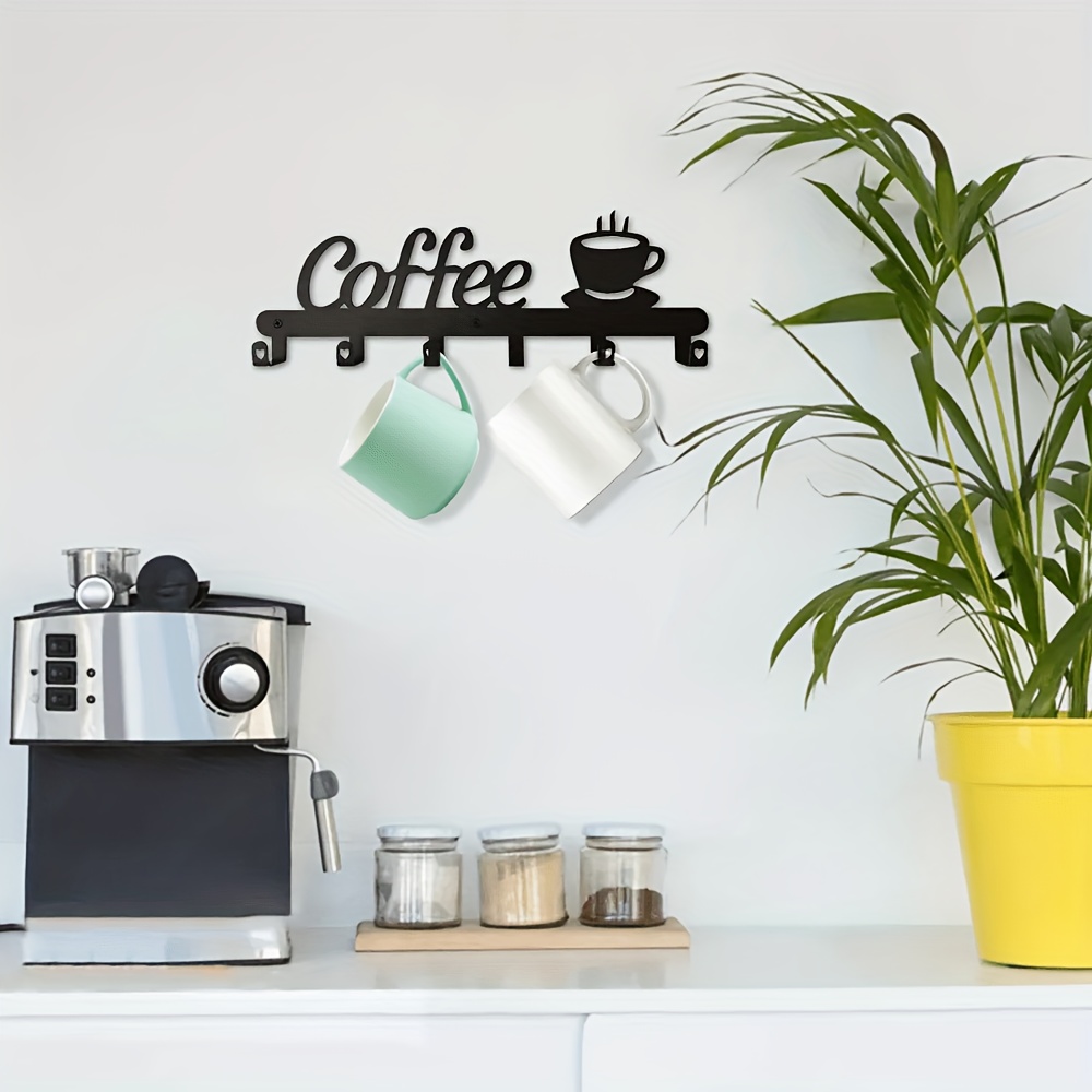 custom coffee cup holder 6 hooks metal wall mounted - Temu