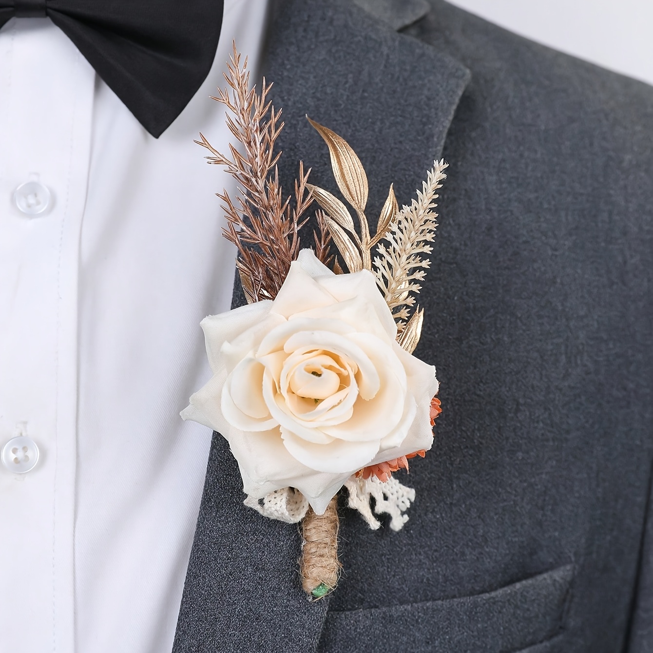 Image of 1pc -colored Rose With Orange Daisy, High-end Artificial Flower Brooch, Suitable For Groom And Bride Wedding Decorations, Dinner Balls, Event Parties, And Campus Celebrations