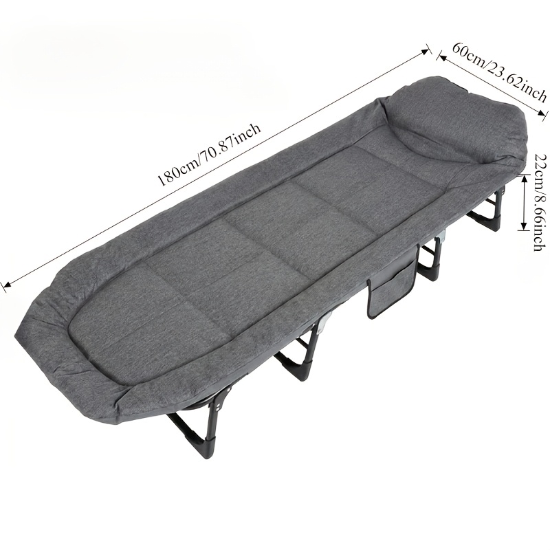 Comfortable Cotton Padded Integrated Bed, Skeleton Cotton Padded Integrated Guest Bed, 70.8-inch Folding Bed with Mattress, Camping Bed, Portable Guest Bed, Load-bearing Capacity Of 400 Pounds, Gray One Pack, Suitable for Gifts