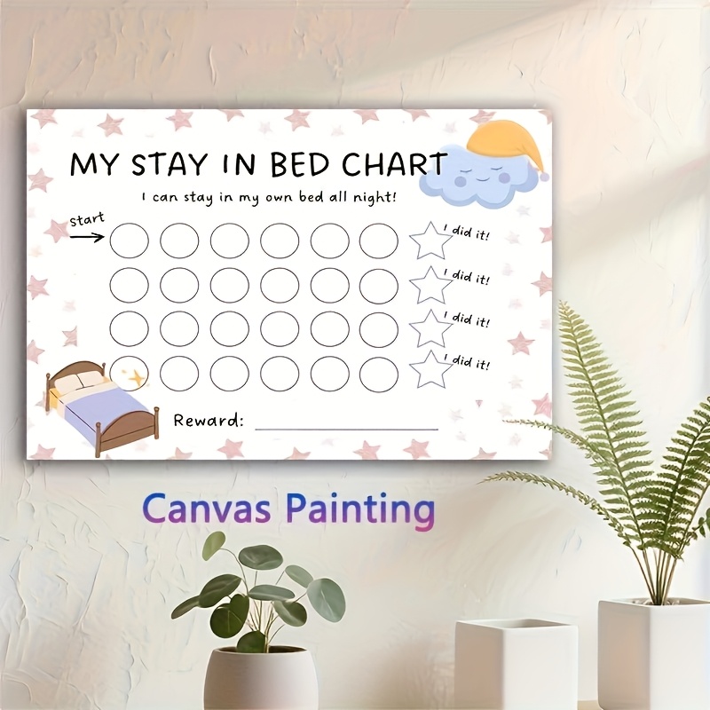 TEMU 2d Flat, 1pc Frameless Vintage-style Bedtime Reward Chart And Behavior Reward Chart - Bedtime Behavior Guide Specifically Designed For Toddler