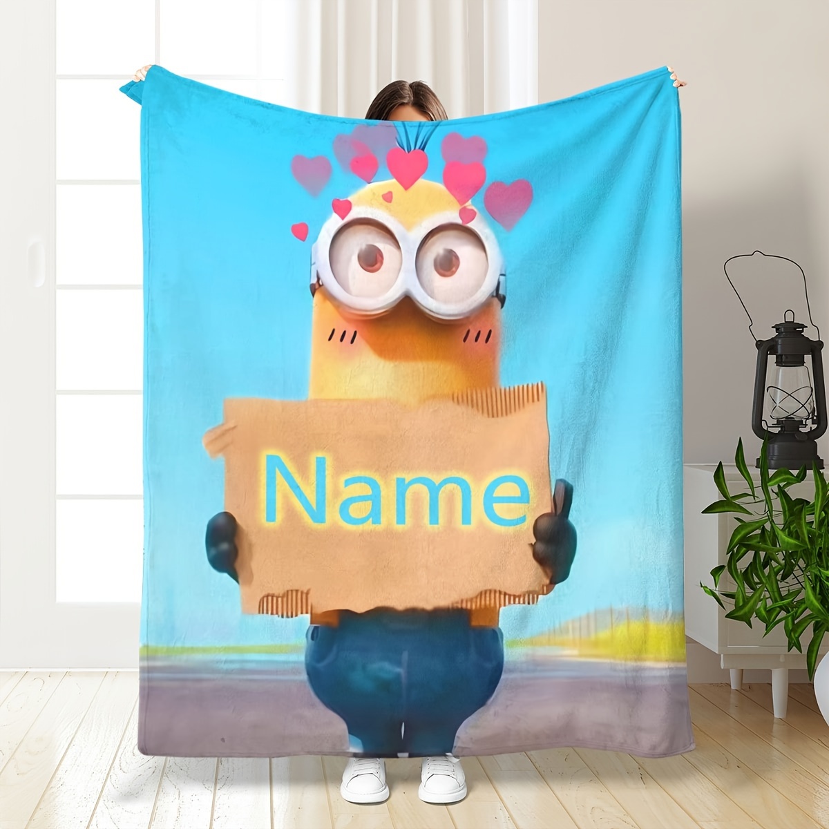 

1pc Personalized Fleece Blanket Customizable & - Hypoallergenic, Multipurpose For , Christmas, Halloween , For Camping, , Car, , , - , , (200-/㎡)