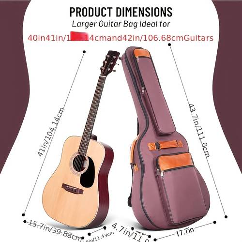 guitar bag 40 6 pockets guitar case water resistent oxford cloth 0 5 in extra thick sponge padded for acoustic classical guitar with anti theft pocket