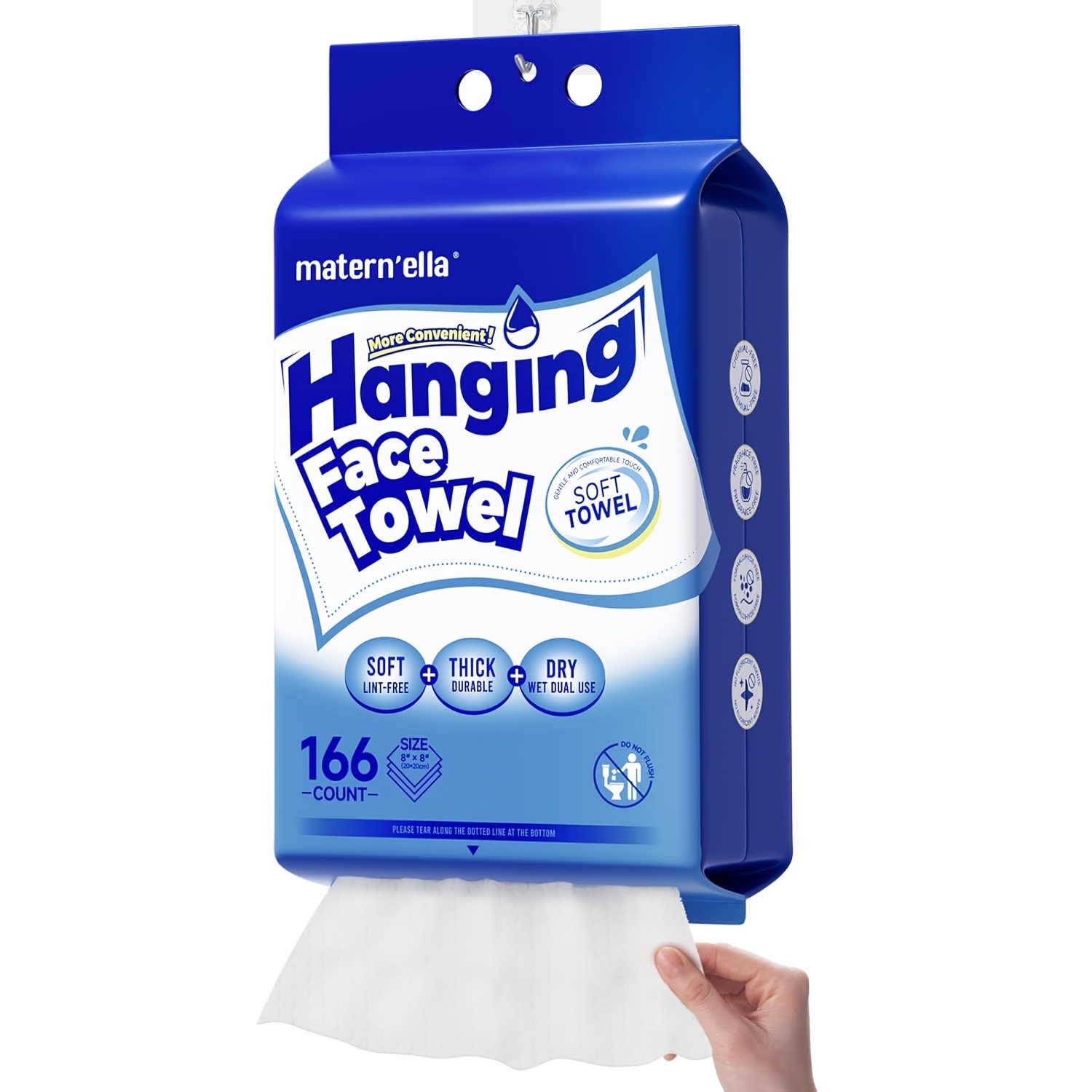 Image of Matern'ella 166/498pcs Hanging Drawer Style Disposable Face Towels Extra-large & Thick Towels - Alcohol-free, Fragrance-free, Wall-mounted Design, 1/3 Packs