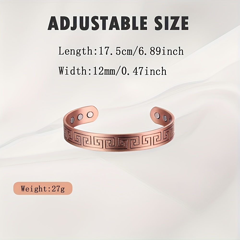 Adjustable Copper Magnetic Bracelet, Vintage Design