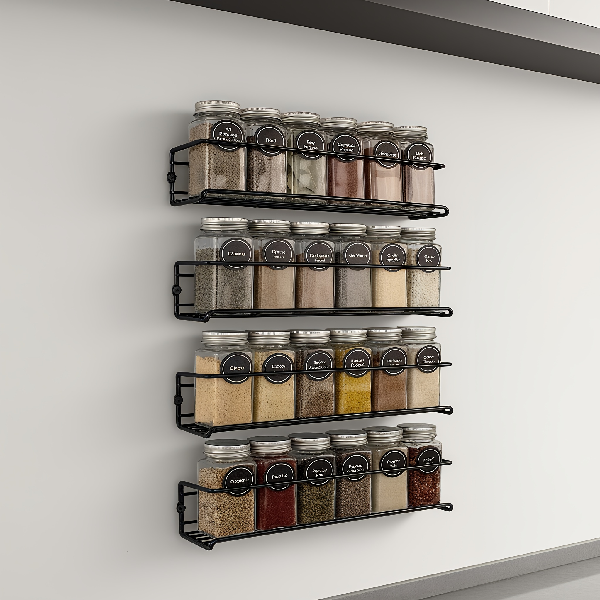 Wall-mounted Seasoning Rack,no Hole-punching Hanging Spice Rack,kitchen - Storage Rack,durable, Stable,suitable For Kitchen, Bathroom, Storage Room, Storage Accessories, Utility Racks