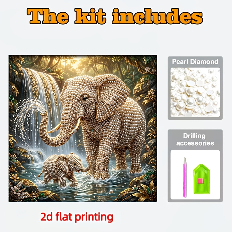 TEMU 2d Flat Printing Diy Pearl Painting, Frameless Pearl Decorative Art, Large And Small Pearl Drills, Shiny Rhinestones, Suitable For Decor, Gift