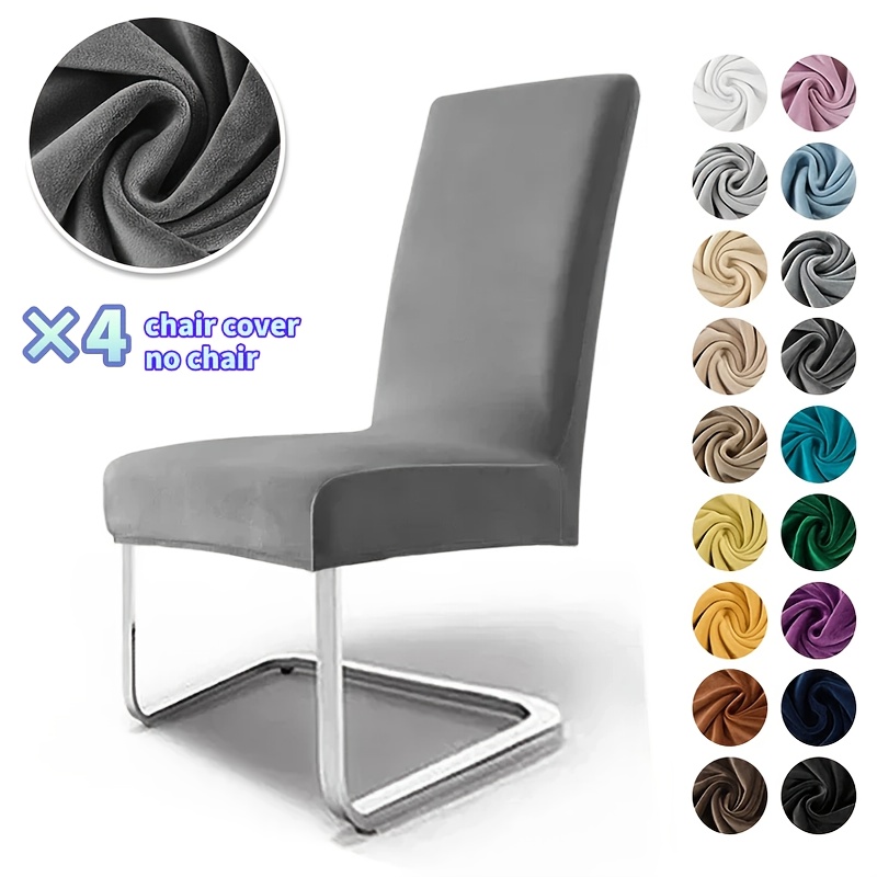 Image of Thickened Velvet Chair Cover In 2/4pcs, Stretchy And Soft Solid Color Dining Chair Cover, Easy Protective Cover For Chairs In Living Rooms, Banquets, And Restaurants