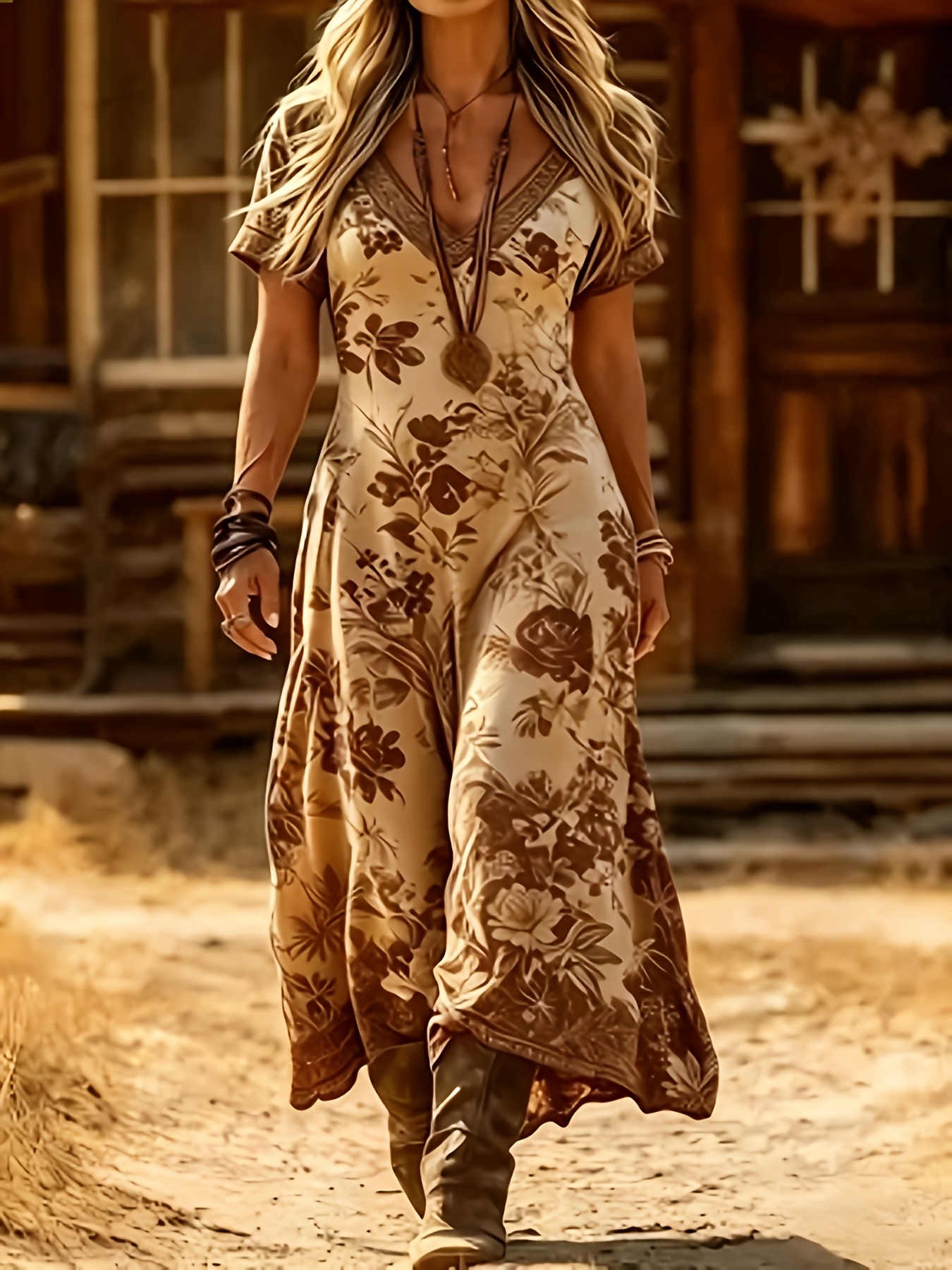 semi formal western dresses women sold on Temu United States group_size:standard:3-4-sleeve-cascade-wrap-dress-2l13007-forest-green