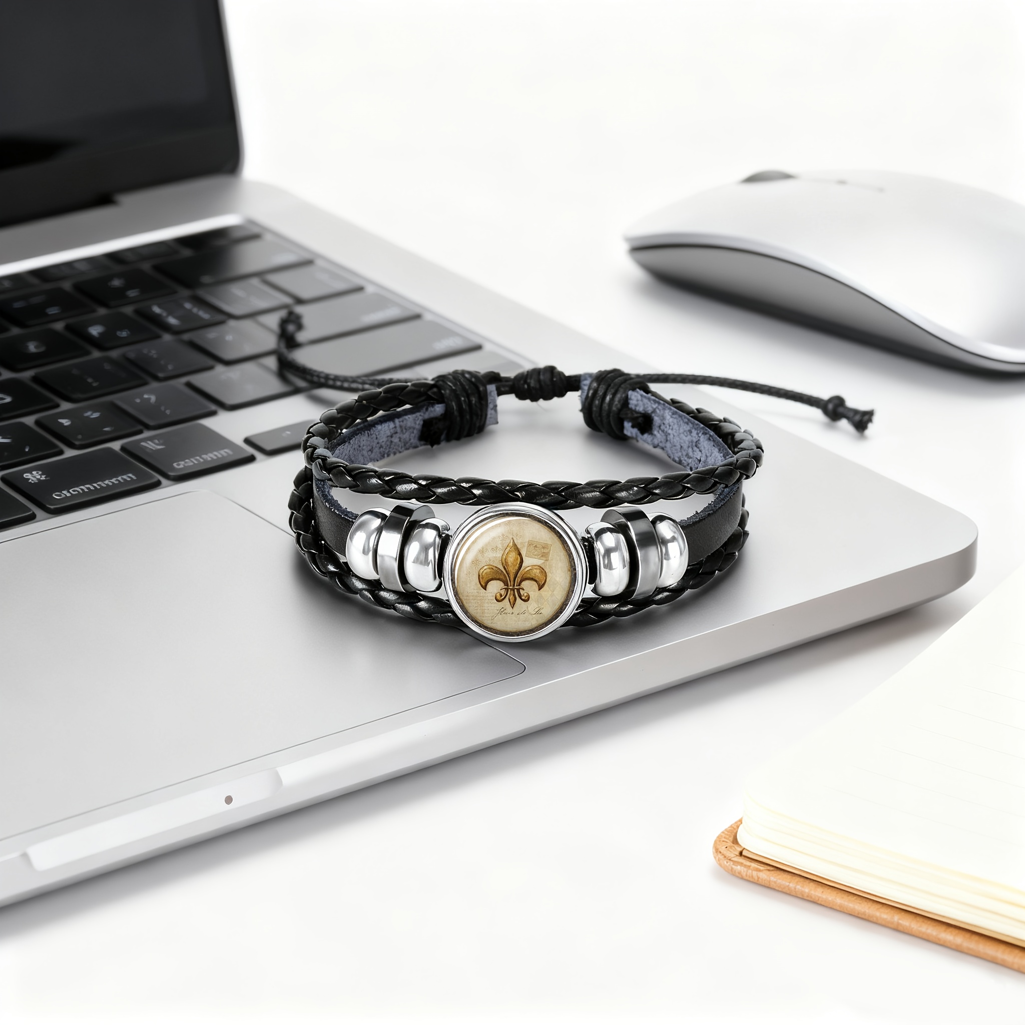 Men's Classic Colored Glass Pattern Bangle Bracelet