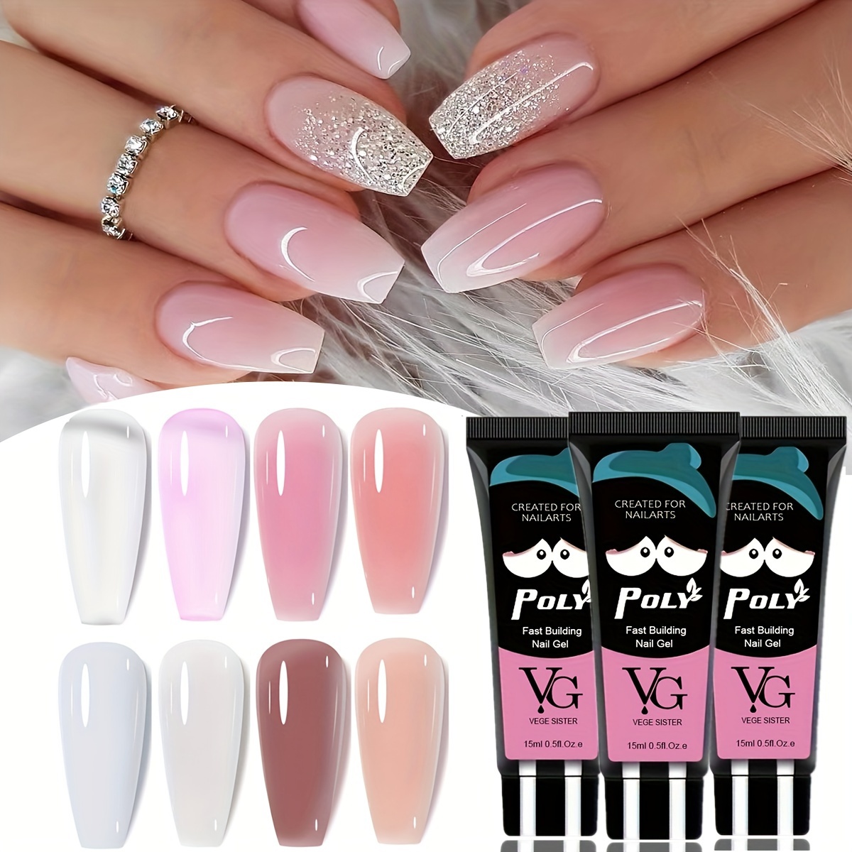 

Gel Nail Kit, Fast Drying, Crystal Extension Gel, Long Nail Tips, Home & Salon Manicure Tools, Nail Art