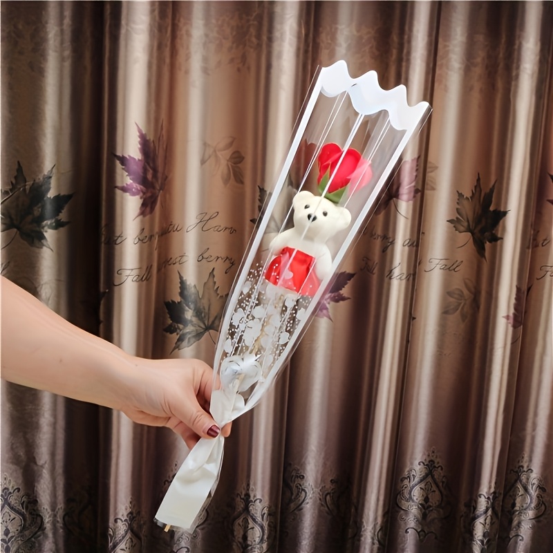 7pcs Romantic Artificial Rose Bouquet Set with Plush Bear | Perfect for Valentine'S Day, Weddings, Birthdays, And Other Occasions - Vibrant Roses Suitable for Home Decor And Special Occasions