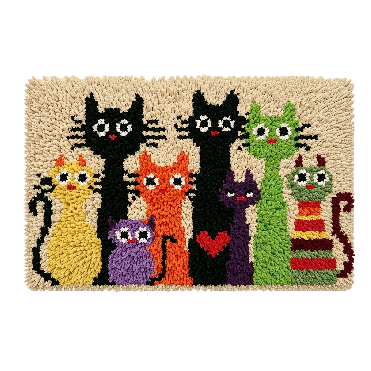 TEMU Tapisserie à crocheter avec crochets de verrouillage DIY 39x57cm/15.4x22.4inch, convient pour tapis à chatons avec de chatons pré-imprimés, kit