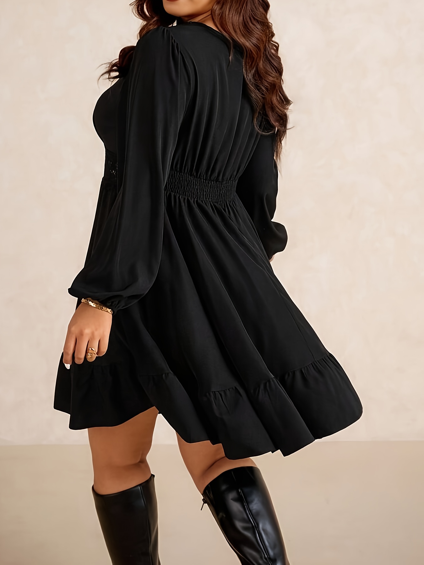 plus size plus size elegant french style lace black - Temu Mauritius