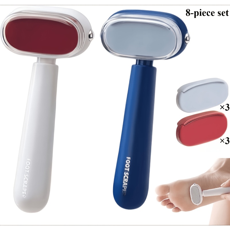 TEMU 8pcs Set/ 2 Double-sided Foot Files, 6 Replaceable , Double-sided Foot File, Gentle Abs , Removes Dead Skin, Multi-functional Foot Scraper With